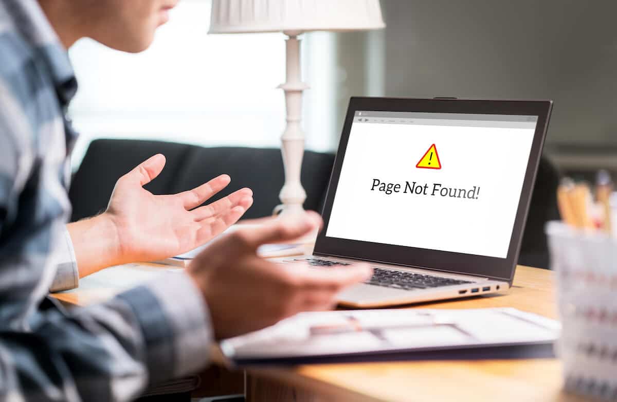 Page Not Found error on a laptop