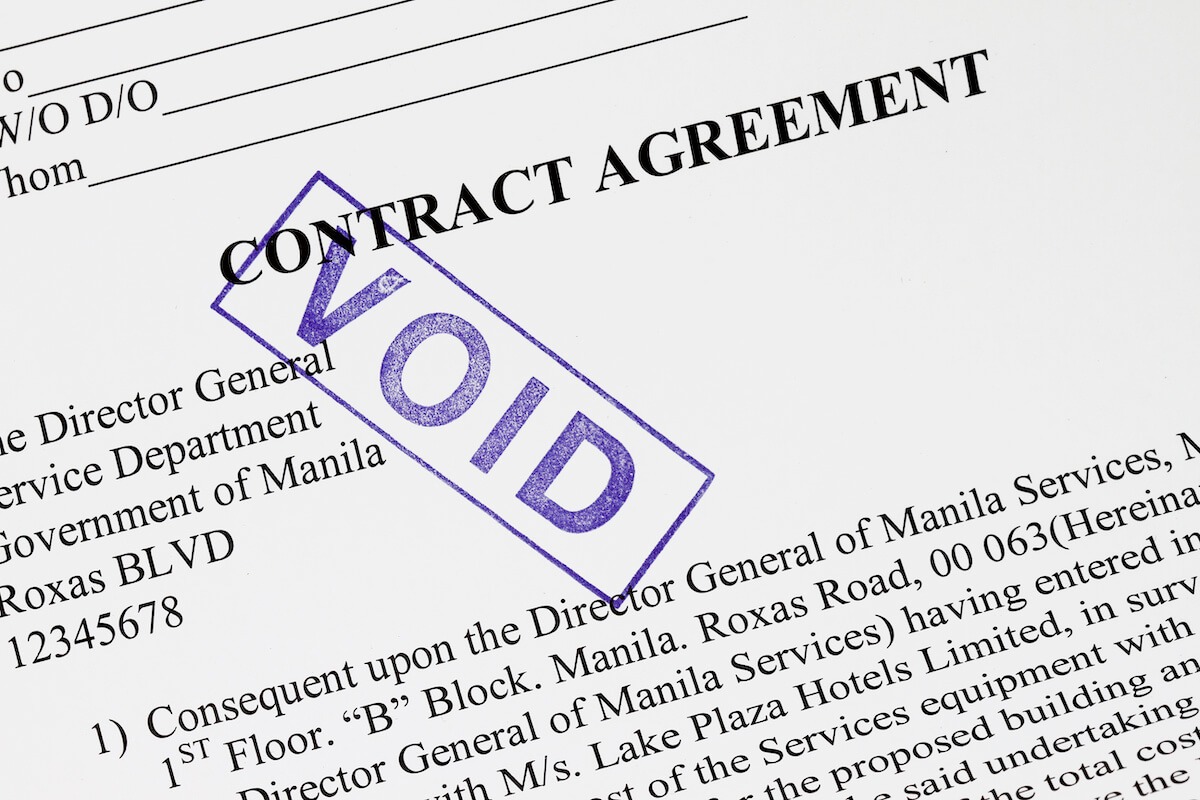 How to cancel a timeshare: contract with VOID stamped on it