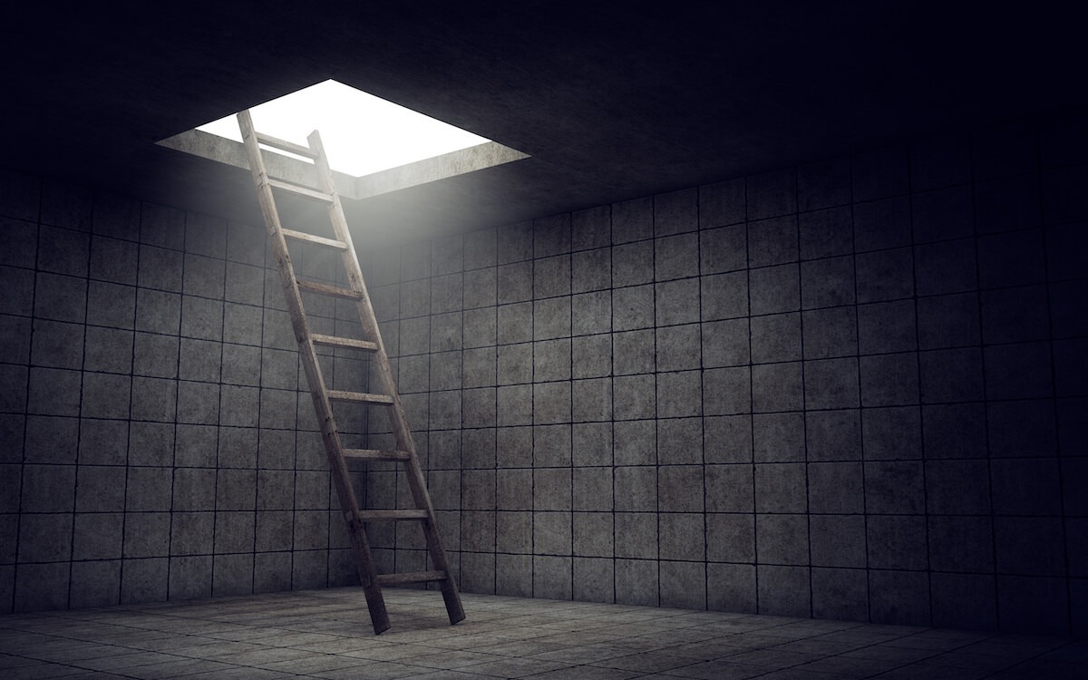 Ladder inside a bunker