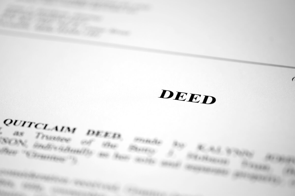 Close up shot of a DEED contract