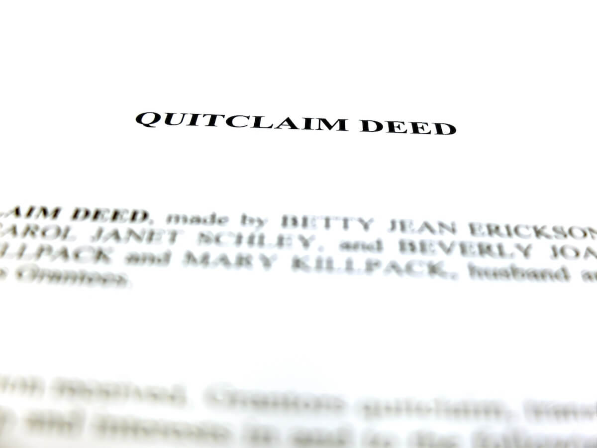 Close up shot of a quitclaim deed