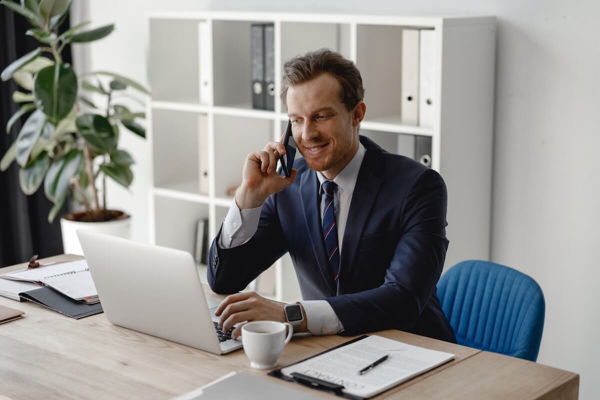 Entrepreneur talking on the phone