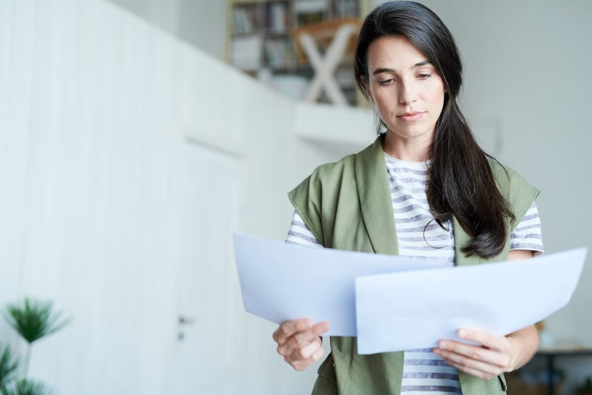 Woman reading some documents