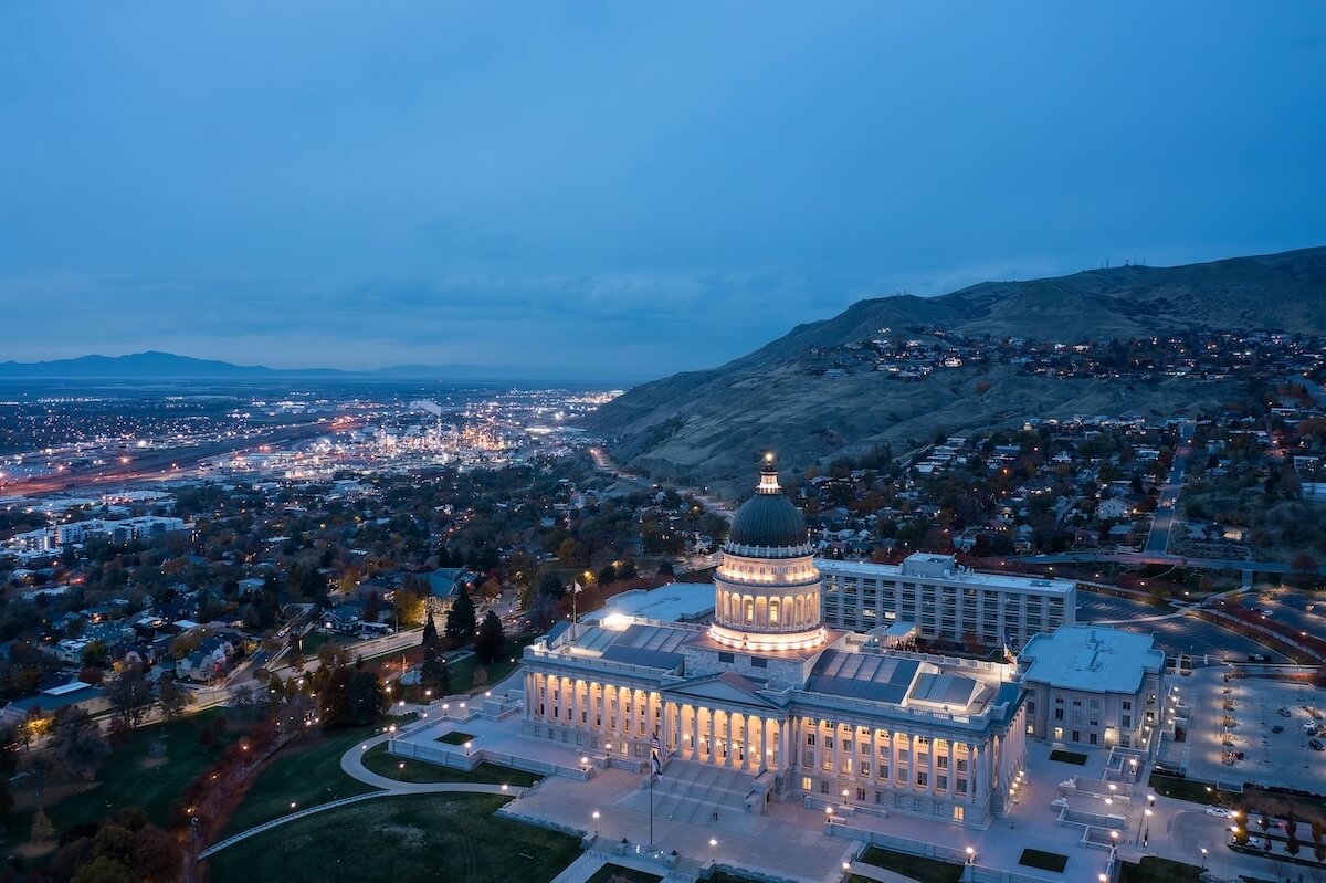 Aerial view of the Utah State Capitol