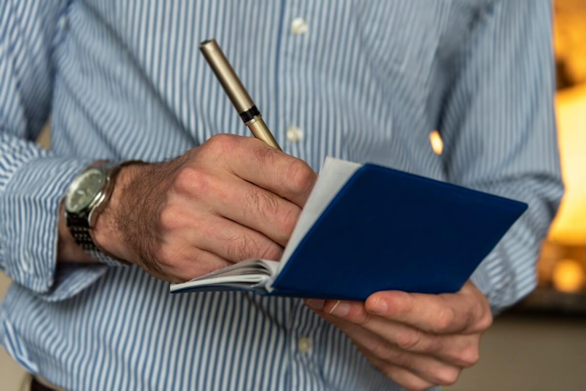 Person signing a check