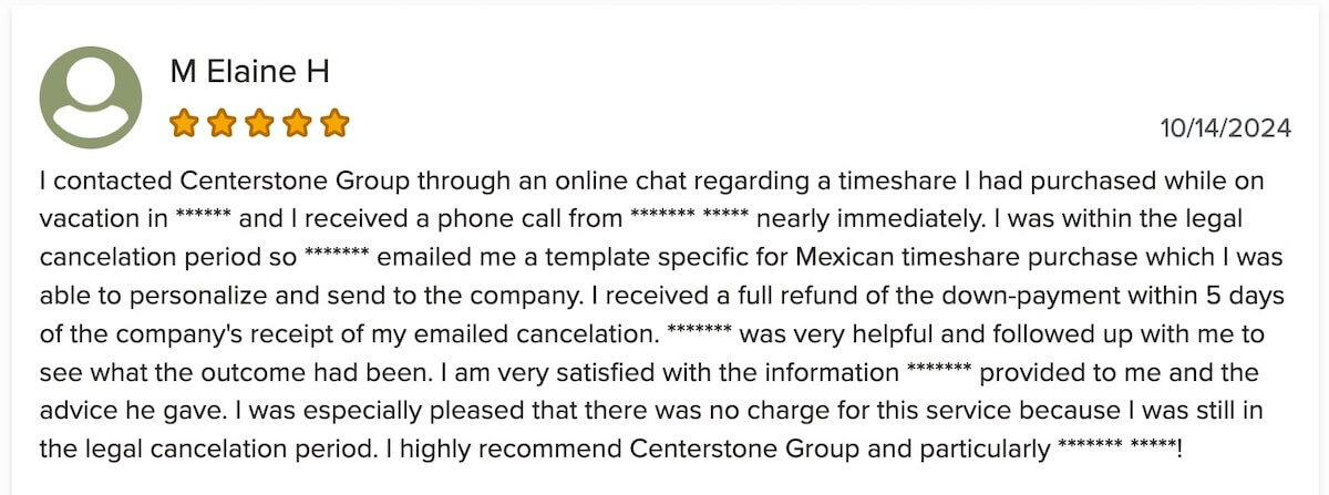 Exiting a timeshare: Elaine's review of Centertone Group's service