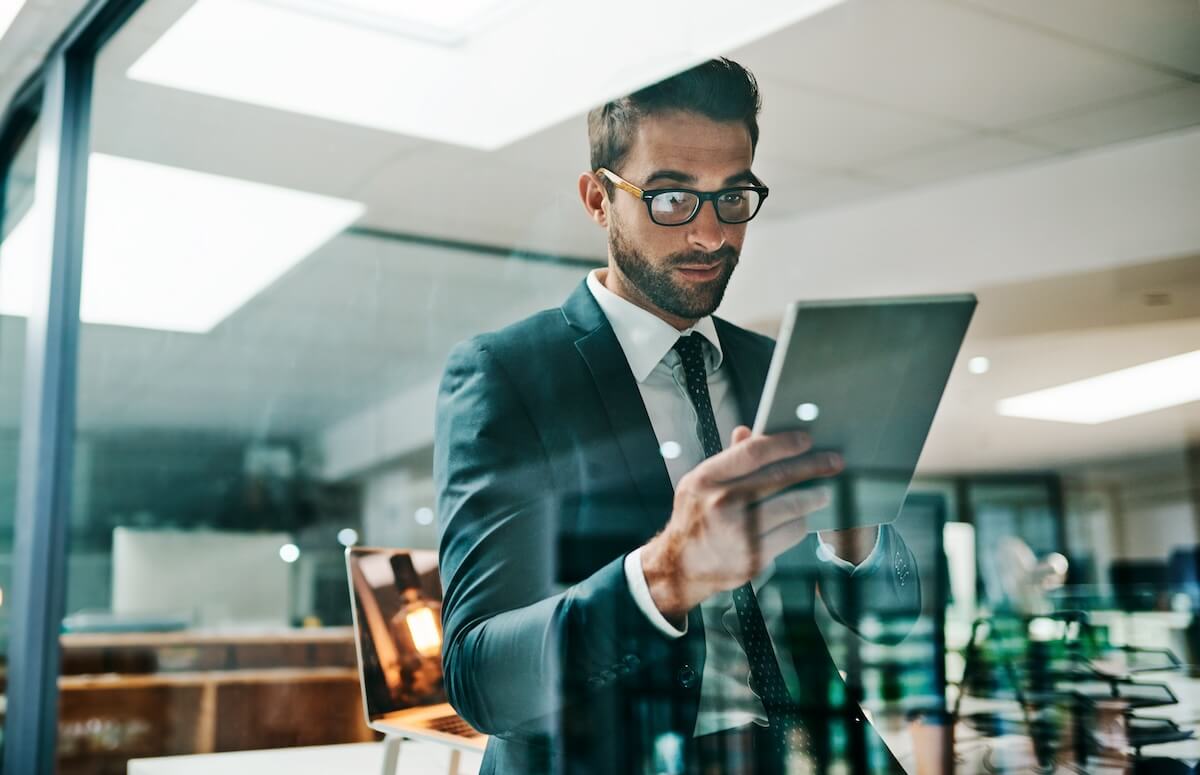 Entrepreneur using a tablet